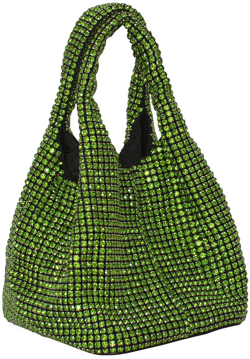 Zelená trblietavá spoločenská kabelka do ruky