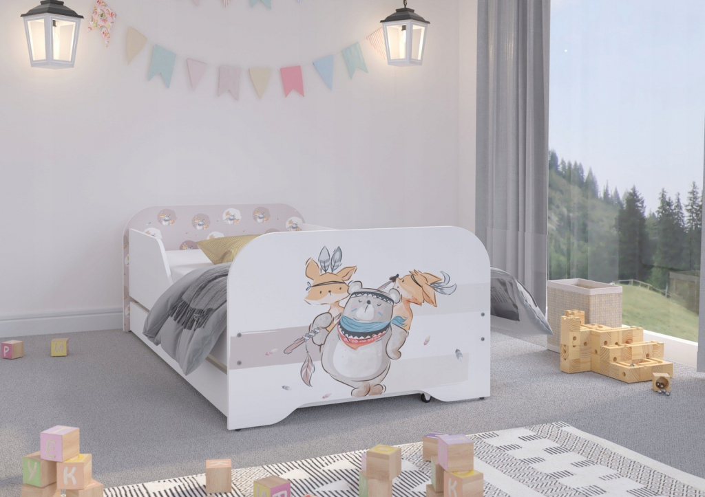 Wooden Toys Miki + matrac + zásuvka medveď