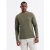 Ombre Men's cotton longsleeve with U neckline with stripes and embroidery - olive šedá XXL Ombre 5902228999201 Ombre Men's cotton longsleeve with U neckline with stripes and embroidery - olive šedá XXL Ombre 5902228999201