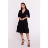 ELEGANTNÉ DÁMSKE MIDI ŠATY TRAPÉZOVÉHO STRIHU S VÝSTRIHOM DO V ČIERNEJ FARBE 36 S ELEGANTNÉ DÁMSKE MIDI ŠATY TRAPÉZOVÉHO STRIHU S VÝSTRIHOM DO V ČIERNEJ FARBE 36 S