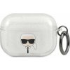 Karl Lagerfeld Ochranný kryt Karl Head s třpytivým motivem pro AirPods Pro, stříbrný Karl Lagerfeld Ochranný kryt Karl Head s třpytivým motivem pro AirPods Pro, stříbrný