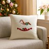 Eurofirany Vianočná obliečka na vankúšik zo zamatu s výšivkou s hojdacím koníkom biela Polyester 45x45 cm Eurofirany Vianočná obliečka na vankúšik zo zamatu s výšivkou s hojdacím koníkom biela Polyester 45x45 cm