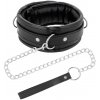 DARKNESS BLACK SOFT COLLAR WITH LEASH LEATHER DARKNESS BLACK SOFT COLLAR WITH LEASH LEATHER
