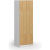 Kovová šatníková skrinka S1 Z, 4 oddiely, 1850 x 600 x 500 mm, demont, cylindrický zámok, laminované dvere, buk Kovová šatníková skrinka S1 Z, 4 oddiely, 1850 x 600 x 500 mm, demont, cylindrický zámok, laminované dvere, buk