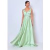 Dámske dlhé saténové spoločenské šaty - svetlo zelené - L Dámske dlhé saténové spoločenské šaty - svetlo zelené - L