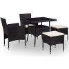 5dílný zahradní jídelní set černý polyratan a sklo Černý 46175 5dílný zahradní jídelní set černý polyratan a sklo Černý 46175