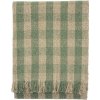 MADAM STOLTZ Prehoz z recyklovanej bavlny Checked Green 125 × 175 cm MADAM STOLTZ Prehoz z recyklovanej bavlny Checked Green 125 × 175 cm