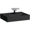 LAUFEN Kartell asymetrické závesné umývadlo s odkladacou plochou vľavo, s otvorom, bez prepadu, so skrytým odpadom, 600 x 460 mm, matná čierna, H8103357161111 LAUFEN Kartell asymetrické závesné umývadlo s odkladacou plochou vľavo, s otvorom, bez prepadu, so skrytým odpadom, 600 x 460 mm, matná čierna, H8103357161111