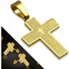 CITY STORM Oceľový set v zlatej farbe - prívesok a náušnice v tvare kríža s modlitbou CITY STORM Oceľový set v zlatej farbe - prívesok a náušnice v tvare kríža s modlitbou