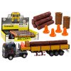 LEAN TOYS Kamión s prívesom a drevom 1:24, svetlá, zvuky – modrá LEAN TOYS Kamión s prívesom a drevom 1:24, svetlá, zvuky – modrá