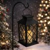 Dekoratívny solárny LED lampáš s elektrickou sviečkou čierny (Bezpečné atmosférické osvetlenie so solárnym napájaním do interiéru aj krytého exteriéru) Dekoratívny solárny LED lampáš s elektrickou sviečkou čierny (Bezpečné atmosférické osvetlenie so solárnym napájaním do interiéru aj krytého exteriéru)