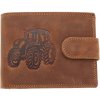 Ewena Pánska kožená peňaženka hnedá s motívom Traktor