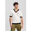SVETER KARL LAGERFELD KL CONTRAST KNIT POLO CANNOLI CREAM SVETER KARL LAGERFELD KL CONTRAST KNIT POLO CANNOLI CREAM