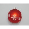 Ornex Sklenená vianočná ozdoba červená s vločkami pr. 8 cm