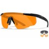 Okuliare Saber Advanced Wiley X®, súprava – Číre + Dymovo sivé + Oranžové Light Rust, Čierna Okuliare Saber Advanced Wiley X®, súprava – Číre + Dymovo sivé + Oranžové Light Rust, Čierna