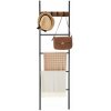 Dekoratív rebríkový regál, držiak na uteráky, 5-poschodový, 44 x 160 cm, hnedý a čierny Dekoratív rebríkový regál, držiak na uteráky, 5-poschodový, 44 x 160 cm, hnedý a čierny