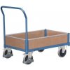 Plošinový vozík s madlom a nízkymi plnými bočnicami, do 500 kg, 101,5 x 112,5 x 70 cm, modrý Plošinový vozík s madlom a nízkymi plnými bočnicami, do 500 kg, 101,5 x 112,5 x 70 cm, modrý