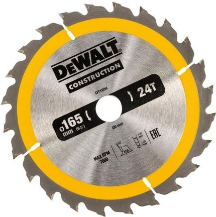 DeWALT DT1934 Pílový kotúč CONSTRUCTION, 165 x 20 mm, 24 zubov
