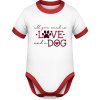 Ringer Body pre Bábätká - Dizajn s motívom - Láska a pes - Biela / Červená - 12 - 18 mesiacov - Detské Ringer Body pre Bábätká - Dizajn s motívom - Láska a pes - Biela / Červená - 12 - 18 mesiacov - Detské