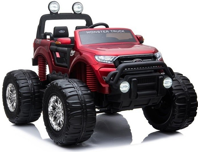 Lean Toys Elektrické autíčko Ford Ranger Monster Truck 4X4 LCD obrazovka Dialkový ovládač 2.4Ghz lakovaná červená