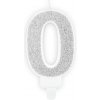 PartyDeco Narodeninová sviečka číslo 0 strieborná 1 ks PartyDeco Narodeninová sviečka číslo 0 strieborná 1 ks