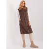 Tmavohnedá midi kožušinová vesta -AT-KZ-2368-1.07-brown M/L Tmavohnedá midi kožušinová vesta -AT-KZ-2368-1.07-brown M/L