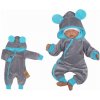 Z&Z Velúrový dojčenský overal s kapucňou a uškami - tyrkysovo, šedý, veľ. 74, 74 (6-9m) Z&Z Velúrový dojčenský overal s kapucňou a uškami - tyrkysovo, šedý, veľ. 74, 74 (6-9m)