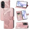 Peňaženkové kožené puzdro BUTTERFLY na Huawei P50 Pro – Ružovozlatá Peňaženkové kožené puzdro BUTTERFLY na Huawei P50 Pro – Ružovozlatá