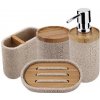 Nimco Kora - Súprava doplnkov do kúpeľne 4 v 1, pieskovo béžová/bambus KO 24000SET-86