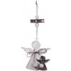 Drevený anjel v anjelovi závesný bielo sivý 13cm Drevený anjel v anjelovi závesný bielo sivý 13cm