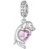 For Silver Strieborný prívesok na náramok - Psík s ružovým srdcom - Striebro 925 For Silver Strieborný prívesok na náramok - Psík s ružovým srdcom - Striebro 925