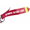 Prívesok na kľúče Remove Before Flight PVC 22x4 cm červená