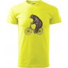 Medveď na bicykli - Klasické pánske tričko vyššej gramáže - XL ( Neonová žltá ) Medveď na bicykli - Klasické pánske tričko vyššej gramáže - XL ( Neonová žltá )