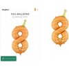 PartyDeco Fóliový balón narodeninové číslo 8 Oranžový s klobúčikom 86 cm PartyDeco Fóliový balón narodeninové číslo 8 Oranžový s klobúčikom 86 cm