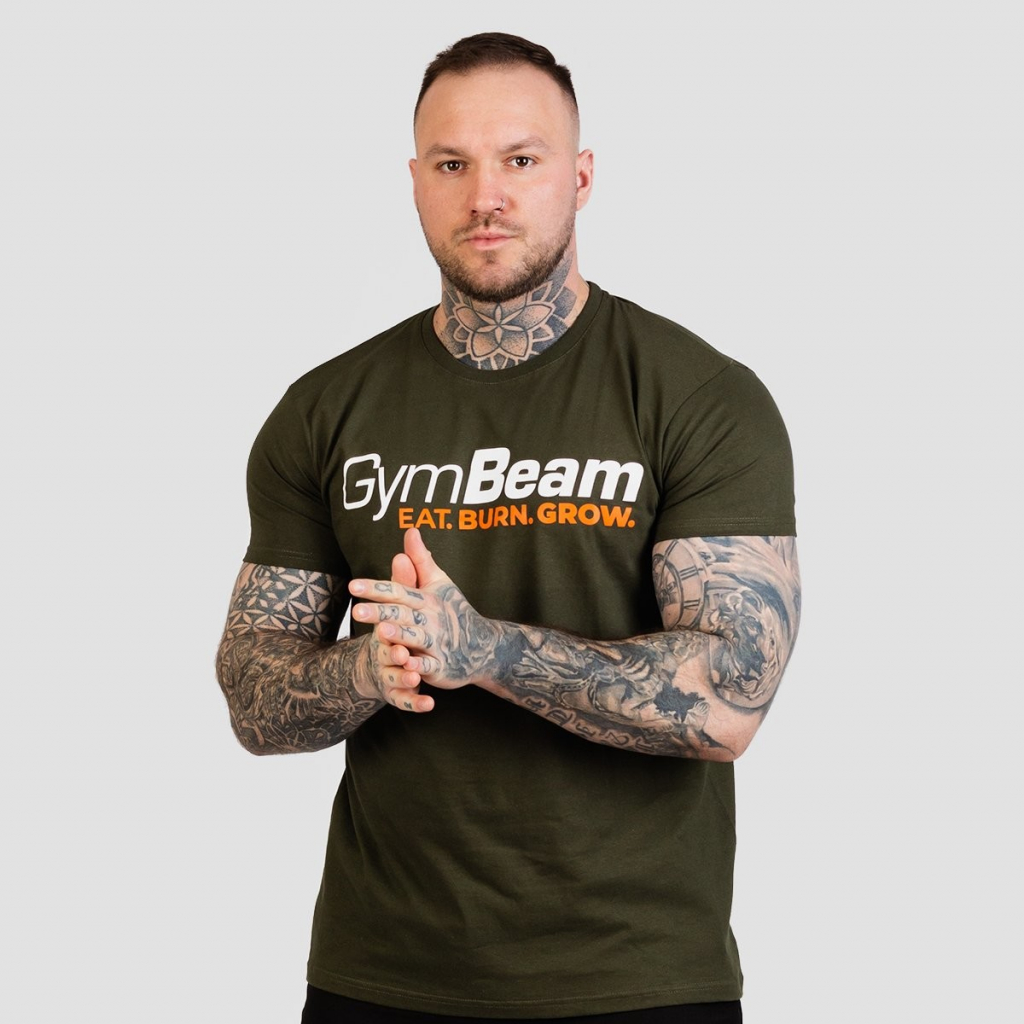 GymBeam tričko Grow military green vojenské zelené