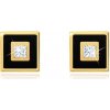 Šperky eshop - Zlaté náušnice 375 - štvorček zdobený čiernou glazúrou, číry zirkónik S2GG68.09 Šperky eshop - Zlaté náušnice 375 - štvorček zdobený čiernou glazúrou, číry zirkónik S2GG68.09