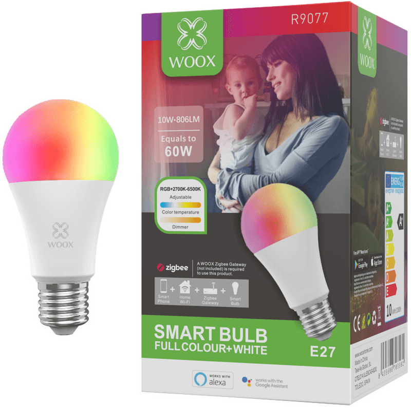Woox R9077, ZigBee Smart Bulb E27 RGB+CCT, WiFi Smart žiarovka E27