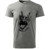 Čiernobiela karikatúra Nemecký ovčiak - Klasické pánske tričko vyššej gramáže - M ( Tmavosivý melír ) Čiernobiela karikatúra Nemecký ovčiak - Klasické pánske tričko vyššej gramáže - M ( Tmavosivý melír )