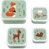 A Little Lovely Company súprava štyroch desiatových škatuliek - kamaráti z lesa - zelená A Little Lovely Company súprava štyroch desiatových škatuliek - kamaráti z lesa - zelená