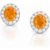 jantario Strieborné náušnice Spanilý ovál s citrínom a zirkónmi 102536 jantario Strieborné náušnice Spanilý ovál s citrínom a zirkónmi 102536