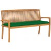 Stohovatelná zahradní lavice s poduškou 159 cm masivní teak 3063326 Stohovatelná zahradní lavice s poduškou 159 cm masivní teak 3063326