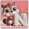 Vymalujsisam.sk Maľovanie podľa čísiel - Písmeno N – So zvieratkom Veľkosť: 50x50cm, Rám: Na plastovej doske Vymalujsisam.sk Maľovanie podľa čísiel - Písmeno N – So zvieratkom Veľkosť: 50x50cm, Rám: Na plastovej doske