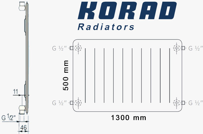 Korad Radiators 10K 500 X 1300 mm