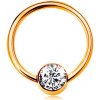 Šperky eshop - Piercing v žltom 14K zlate - lesklý krúžok s guličkou a čírym zirkónom, 10 mm S2GG184.18 Šperky eshop - Piercing v žltom 14K zlate - lesklý krúžok s guličkou a čírym zirkónom, 10 mm S2GG184.18