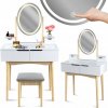 Toaletný stolík s oválnym LED zrkadlom a sivou taburetkou Toaletný stolík s oválnym LED zrkadlom a sivou taburetkou