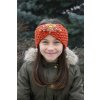 Detská štrikovaná čelenka - oranžová Detská štrikovaná čelenka - oranžová