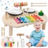 Drevený Edukačný Stolík s Bubnom pre Deti, Senzorický Montessori Drevený Edukačný Stolík s Bubnom pre Deti, Senzorický Montessori