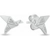 Brilio Silver Strieborné náušnice Origami vtáčik so zirkónmi EA1183W Brilio Silver Strieborné náušnice Origami vtáčik so zirkónmi EA1183W