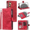 Multifunkčné peňaženkové puzdro Totem Zipper na Samsung Galaxy S25 Plus 5G - Červená Multifunkčné peňaženkové puzdro Totem Zipper na Samsung Galaxy S25 Plus 5G - Červená