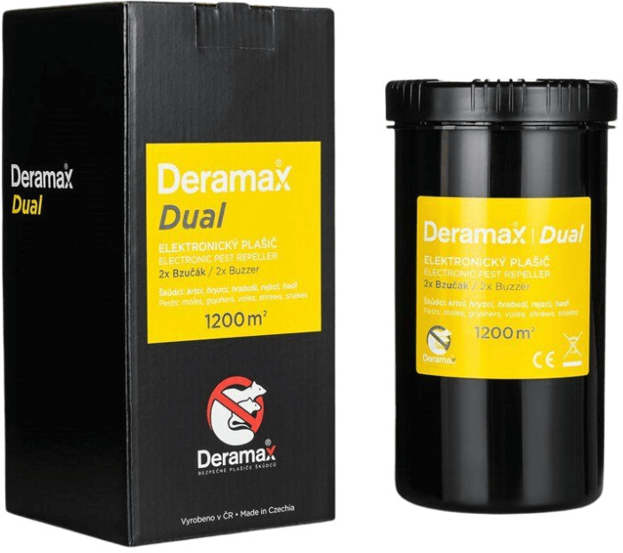 Deramax Dual, elektronický plašič, odpudzovač krtkov a hryzcov